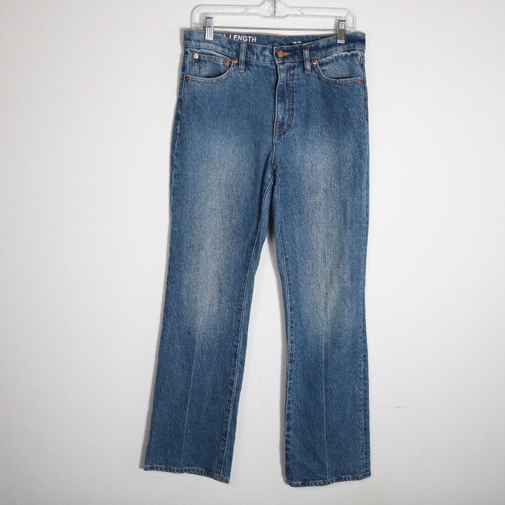 J Crew Full Length Demi Boot Jean Womens 27 Emporio‎ Medium Wash Mid Rise Cotton